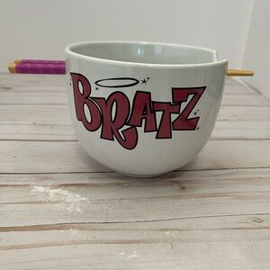 BRATZ Ceramic Ramen Bowl with Chopsticks 20 oz Logo & Doll Photos